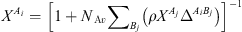 $$ {X}^{{A}_i}={\left[1+{N}_{\mathrm{A}v}{\sum }_{{B}_j}\left(\rho {X}^{{A}_j}{\Delta }^{{A}_i{B}_j}\right)\right]}^{-1} $$