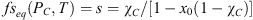$$ {{fs}}_{{eq}}\left({P}_C,T\right)=s={\chi }_C/\left[1-{x}_0\left(1-{\chi }_C\right)\right] $$