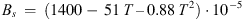 $$ {B}_s\enspace =\enspace \left(1400-\enspace 51\enspace {T}\enspace - \enspace 0.88\mathrm{\enspace }\cdot \enspace {T}^2\right)\cdot {10}^{-5}. $$