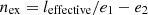 $$ {n}_{\mathrm{ex}}={l}_{\mathrm{effective}}/{e}_1-{e}_2 $$