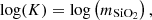$$ \mathrm{log}(K)=\mathrm{log}\left({m}_{{\mathrm{SiO}}_2}\right), $$