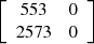 $ \left[\begin{array}{cc}553& 0\\ 2573& 0\end{array}\right]$