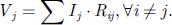 $$ {V}_j=\sum {I}_j\cdot {R}_{{ij}},\forall i\ne j. $$