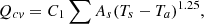 $$ {Q}_{{cv}}={C}_1\sum {A}_s{\left({T}_s-{T}_a\right)}^{1.25}, $$