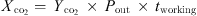 $$ {X}_{{\mathrm{co}}_2}=\enspace {Y}_{{\mathrm{co}}_2}\enspace \times \enspace {P}_{\mathrm{out}}\enspace \times \enspace {t}_{\mathrm{working}} $$