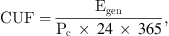 $$ \mathrm{CUF}=\frac{{E}_{\mathrm{gen}}}{{P}_c\enspace \times \enspace 24\enspace \times \enspace 365}, $$