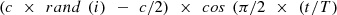 $ ({c}\enspace \times \enspace {rand}\enspace (i)\enspace -\enspace {c}/2)\enspace \times \enspace {cos}\enspace (\pi /2\enspace \times \enspace (t/T)$