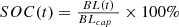 $$ \begin{array}{c}{SOC}(t)=\frac{{BL}(t)}{{{BL}}_{{cap}}\enspace }\times 100\%\end{array} $$
