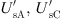 $ {U}_{\mathrm{sA}}^\mathrm{\prime},\enspace {U}_{\mathrm{sC}}^\mathrm{\prime}$