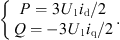 $$ \left\{\begin{array}{c}P=3{U}_1{i}_{\mathrm{d}}/2\\ Q=-3{U}_1{i}_{\mathrm{q}}/2\end{array}\right.. $$