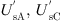 $ {U}_{\mathrm{sA}}^\mathrm{\prime},\enspace {U}_{\mathrm{sC}}^\mathrm{\prime}$