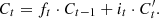 $$ {C}_t={f}_t\cdot {C}_{t-1}+{i}_t\cdot {C}_t^{\prime}. $$