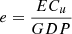 $ e=\frac{E{C}_u}{{GDP}}$