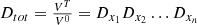 $$ \begin{array}{c}{D}_{{tot}}=\frac{{V}^T}{{V}^0}={D}_{{x}_1}{D}_{{x}_2}\dots {D}_{{x}_n}\end{array} $$