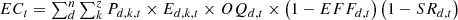 $$ \begin{array}{c}E{C}_t=\sum_d^n \sum_k^z {P}_{d,k,t}\times {E}_{d,k,t}\times O{Q}_{d,t}\times \left(1-{EF}{F}_{d,t}\right)\left(1-S{R}_{d,t}\right)\end{array} $$