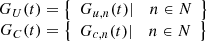 $$ \begin{array}{c}{G}_U(t)=\left\{\begin{array}{cc}{G}_{u,n}(t)|& n\in N\end{array}\right\}\\ {G}_C(t)=\left\{\begin{array}{cc}{G}_{c,n}(t)|& n\in N\end{array}\right\}\end{array} $$
