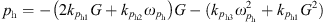 $$ {p}_{\mathrm{h}}=-\left(2{k}_{{p}_{\mathrm{h}1}}G+{k}_{{p}_{\mathrm{h}2}}{\omega }_{{p}_{\mathrm{h}}}\right)G-({k}_{{p}_{\mathrm{h}3}}{\omega }_{{p}_{\mathrm{h}}}^2+{k}_{{p}_{\mathrm{h}1}}{G}^2) $$
