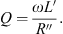 $$ Q=\frac{{\omega L\prime}{{R\prime\prime }}. $$