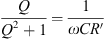 $$ \frac{Q}{{Q}^2+1}=\frac{1}{{\omega CR\prime} $$