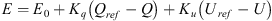 $$ E={E}_0+{K}_q\left({Q}_{{ref}}-Q\right)+{K}_u\left({U}_{{ref}}-U\right) $$