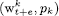 $ \left(\mathrm{w}_{t+e}^k, p_k\right) $