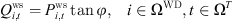 $$ \begin{array}{cc}{Q}_{i,t}^{\mathrm{ws}}={P}_{i,t}^{\mathrm{ws}}\mathrm{tan}\phi,& i\in {\mathrm{\Omega }}^{\mathrm{WD}},t\in {\mathrm{\Omega }}^T\end{array} $$