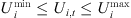 $$ {U}_i^{\mathrm{min}}\le {U}_{i,t}\le {U}_i^{\mathrm{max}} $$
