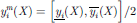 $ {y}_i^m(X)=\left[\underline{{y}_i}(X),\overline{{y}_i}(X)\right]/2$