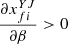$ \frac{\partial {x}_{{fi}}^{{YJ}}}{{\partial \beta }}>0$