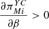 $ \frac{\partial {\pi }_{{Mi}}^{{YC}}}{{\partial \beta }}>0$