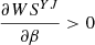 $ \frac{{\partial W}{S}^{{YJ}}}{{\partial \beta }}>0$