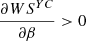 $ \frac{{\partial W}{S}^{{YC}}}{{\partial \beta }}>0$