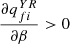 $ \frac{\partial {q}_{{fi}}^{{YR}}}{{\partial \beta }}>0$
