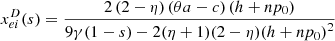 $$ {x}_{{ei}}^D(s)=\frac{2\left(2-\eta \right)\left({\theta a}-c\right)\left(h+n{p}_0\right)}{9\gamma (1-s)-2(\eta +1)(2-\eta )(h+n{p}_0{)}^2} $$