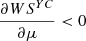 $ \frac{{\partial W}{S}^{{YC}}}{{\partial \mu }}<0$