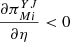$ \frac{\partial {\pi }_{{Mi}}^{{YJ}}}{{\partial \eta }}<0$