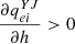 $ \frac{\partial {q}_{{ei}}^{{YJ}}}{{\partial h}}>0$