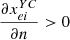 $ \frac{\partial {x}_{{ei}}^{{YC}}}{{\partial n}}>0$
