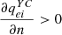 $ \frac{\partial {q}_{{ei}}^{{YC}}}{{\partial n}}>0$