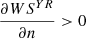 $ \frac{{\partial W}{S}^{{YR}}}{{\partial n}}>0$