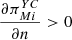 $ \frac{\partial {\pi }_{{Mi}}^{{YC}}}{{\partial n}}>0$