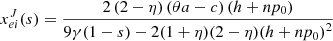 $$ {x}_{{ei}}^J(s)=\frac{2\left(2-\eta \right)\left({\theta a}-c\right)\left(h+n{p}_0\right)}{9\gamma (1-s)-2(1+\eta )(2-\eta )(h+n{p}_0{)}^2} $$