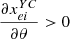 $ \frac{\partial {x}_{{ei}}^{{YC}}}{{\partial \theta }}>0$