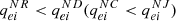 $ {q}_{{ei}}^{{NR}}<{q}_{{ei}}^{{ND}}({q}_{{ei}}^{{NC}}<{q}_{{ei}}^{{NJ}})$