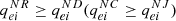 $ {q}_{{ei}}^{{NR}}\ge {q}_{{ei}}^{{ND}}({q}_{{ei}}^{{NC}}\ge {q}_{{ei}}^{{NJ}})$