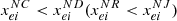 $ {x}_{{ei}}^{{NC}}<{x}_{{ei}}^{{ND}}({x}_{{ei}}^{{NR}}<{x}_{{ei}}^{{NJ}})$