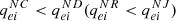 $ {q}_{{ei}}^{{NC}}<{q}_{{ei}}^{{ND}}({q}_{{ei}}^{{NR}}<{q}_{{ei}}^{{NJ}})$