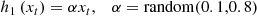 $$ \begin{array}{cc}{h}_1\left({x}_t\right)=\alpha {x}_t,& \alpha =\mathrm{random}(\mathrm{0.1,0.8})\end{array} $$