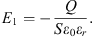 $$ {{\enspace E}}_1=-\frac{Q}{S{\epsilon }_0{\epsilon }_r}. $$
