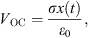 $$ {V}_{\mathrm{OC}}=\frac{{\sigma x}(t)}{{\epsilon }_0}, $$